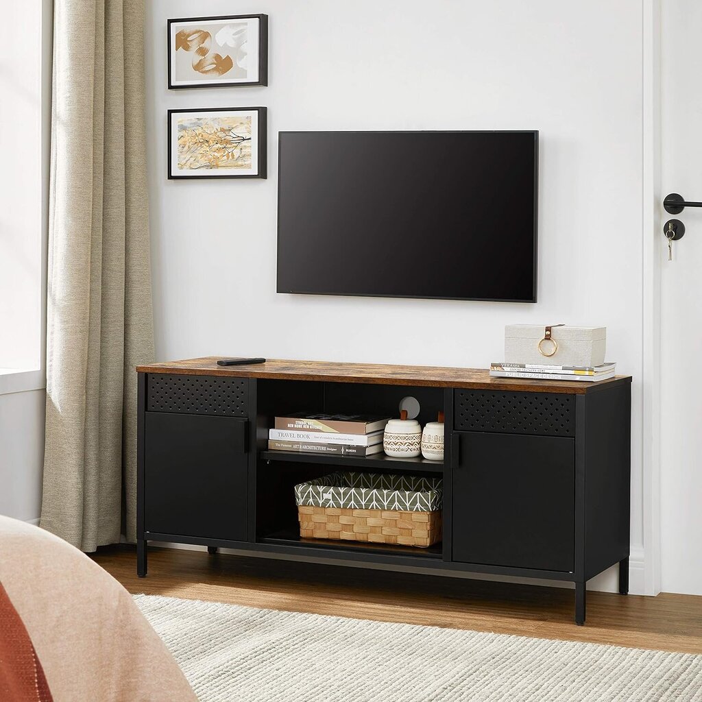TV staliukas Songmics LTS103B01, 120x40x55 cm, rudas/juodas kaina ir informacija | TV staliukai | pigu.lt
