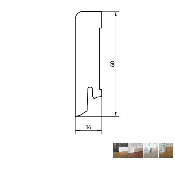 Faneruota grindjuostė Pedross, 2500x16x60 mm, nelakuotas ąžuolas, 1 vnt. kaina ir informacija | Grindjuostės ir jų sujungimo priedai | pigu.lt