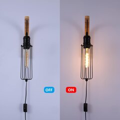 Винтажные настенные светильники Senfay, 2 шт., 40W, черный/коричневые цена и информация | Настенные светильники | pigu.lt