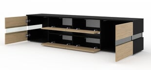 TV staliukas su LED apšvietimu Viper, 186 cm, juodas kaina ir informacija | TV staliukai | pigu.lt