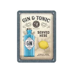 Металлическая тарелка Nostalgic Art Gin & Tonic Served Here, 15 х 20 см цена и информация | Прикольные подарки | pigu.lt