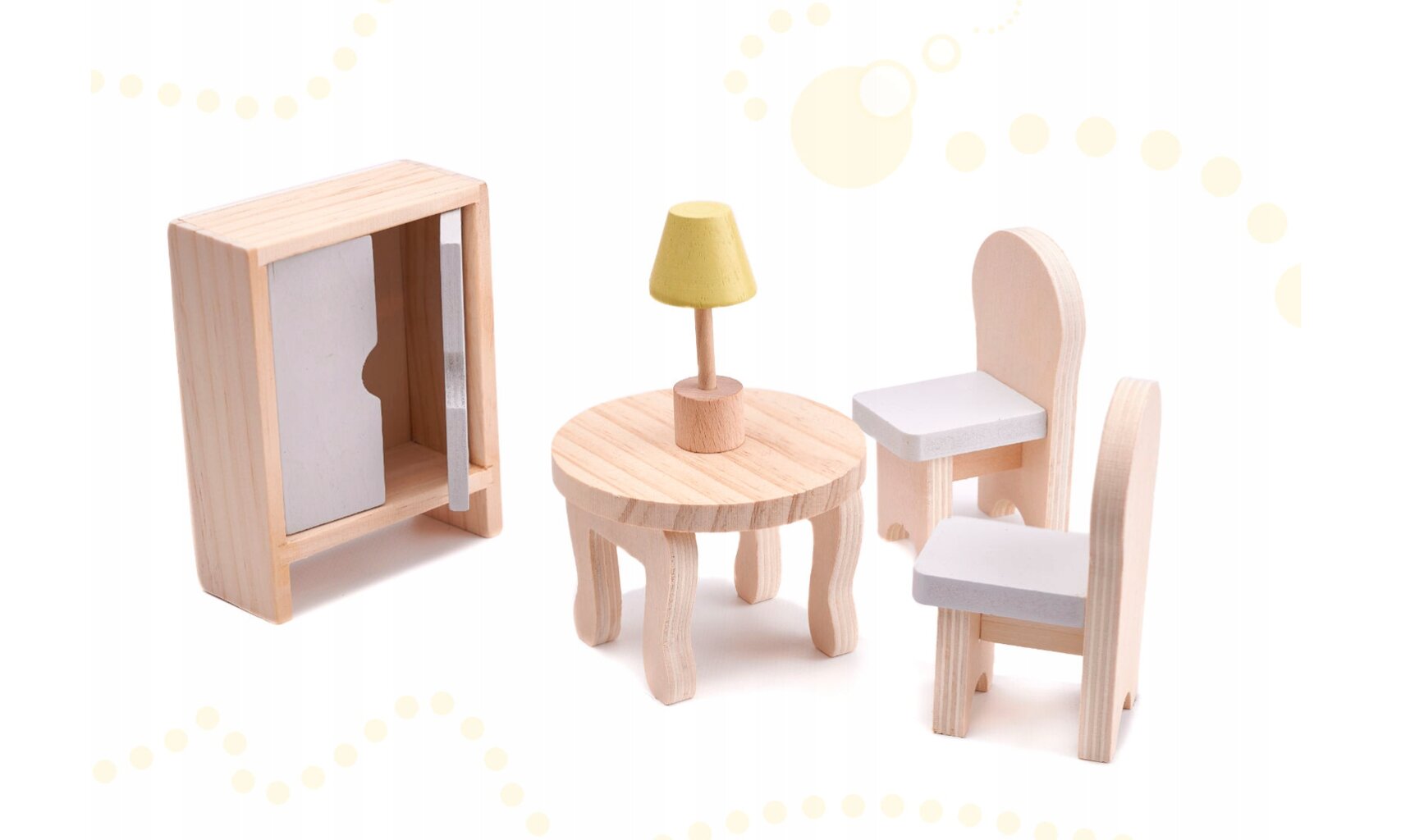 Medinis lėlių namelis su baldais, 70 cm kaina ir informacija | Žaislai mergaitėms | pigu.lt