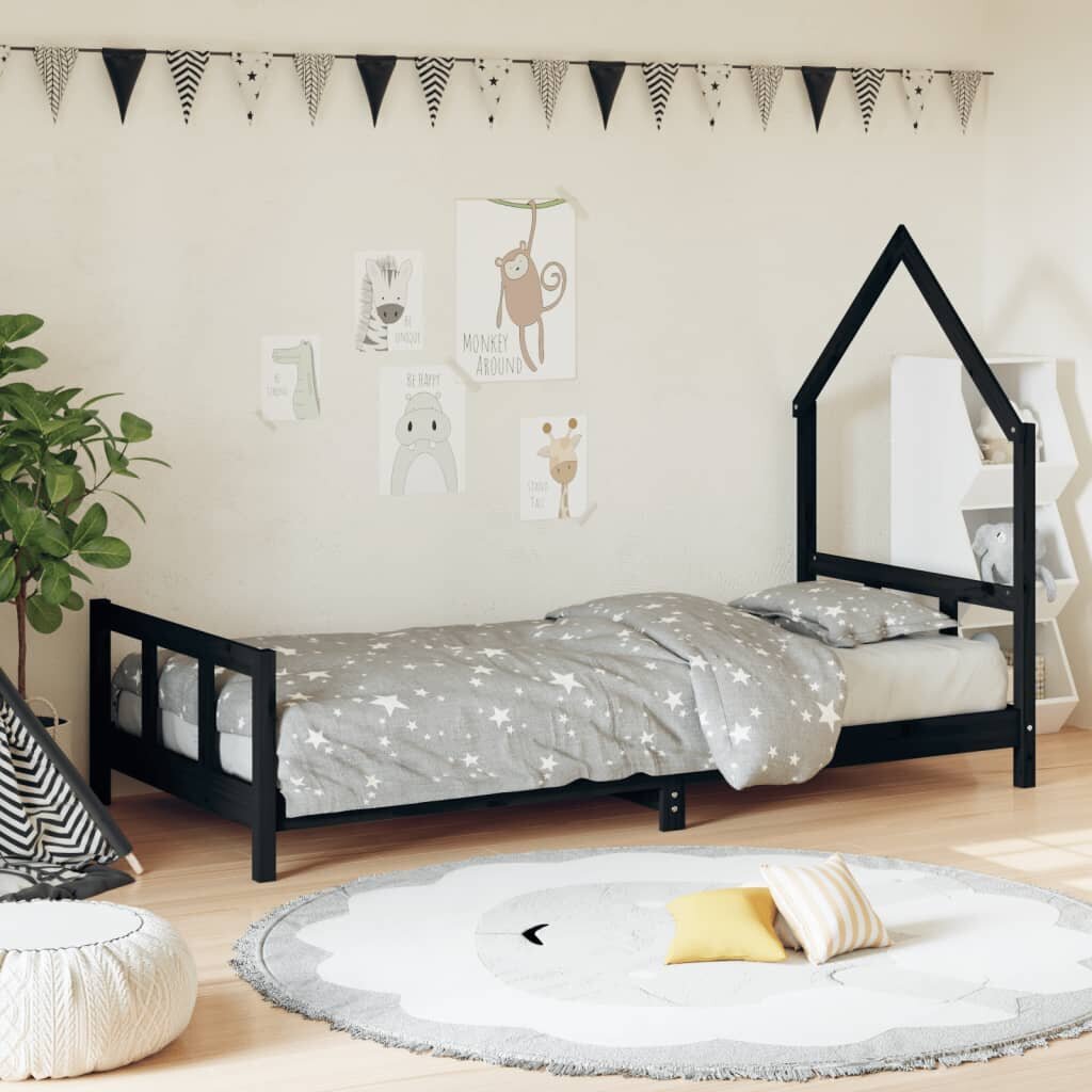 Vaikiškos lovos rėmas vidaXL, juodas kaina ir informacija | Vaikiškos lovos | pigu.lt