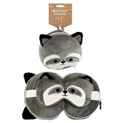 Круглая дорожная подушка Resteazzz Raccoon и маска для глаз цена и информация | Декоративные подушки и наволочки | pigu.lt