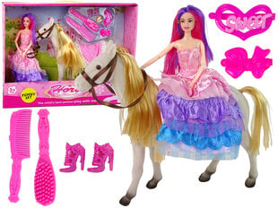 Lėlės su baltu poniu ir priedais rinkinys kaina ir informacija | Žaislai mergaitėms | pigu.lt