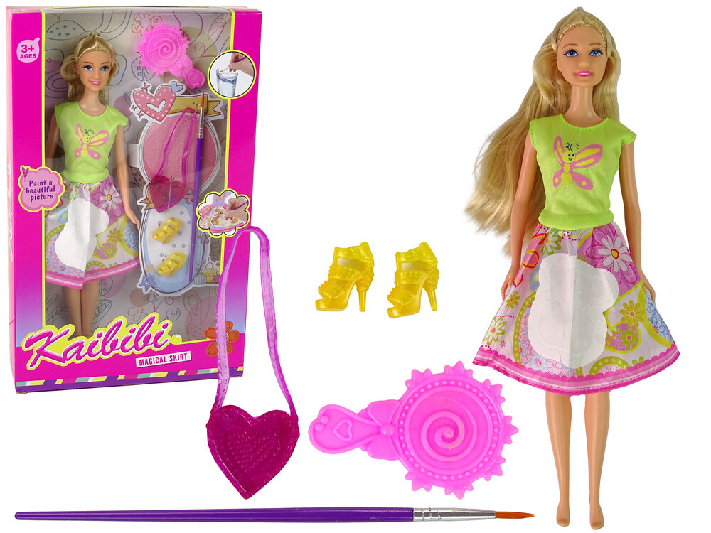 Lėlė rudais plaukas su priedais, žalia kaina ir informacija | Žaislai mergaitėms | pigu.lt