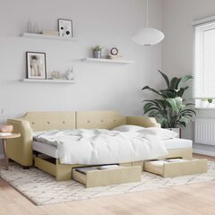Ištraukiama lova su stalčiais vidaXL, 80x200 cm, smėlio spalvos kaina ir informacija | Lovos | pigu.lt