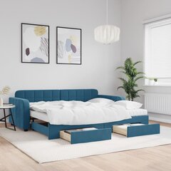 Sofa-lova vidaXL, 90x200 cm, mėlyna kaina ir informacija | Lovos | pigu.lt