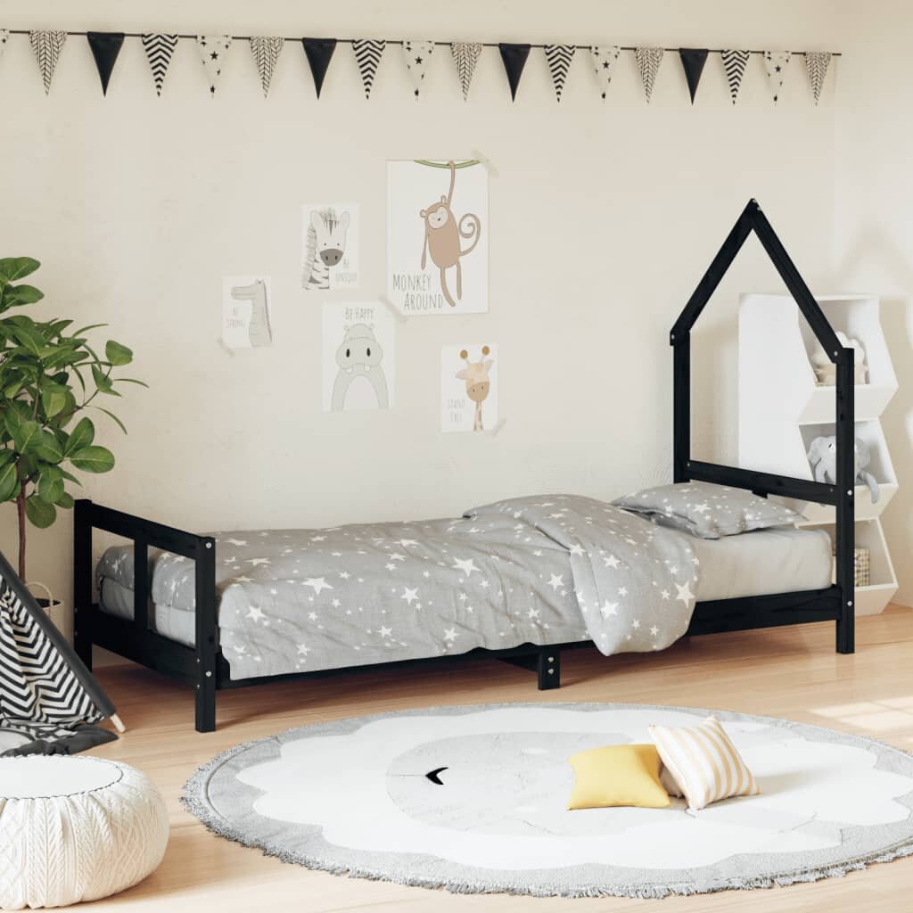 Vaikiškos lovos rėmas vidaXL, juodas kaina ir informacija | Vaikiškos lovos | pigu.lt