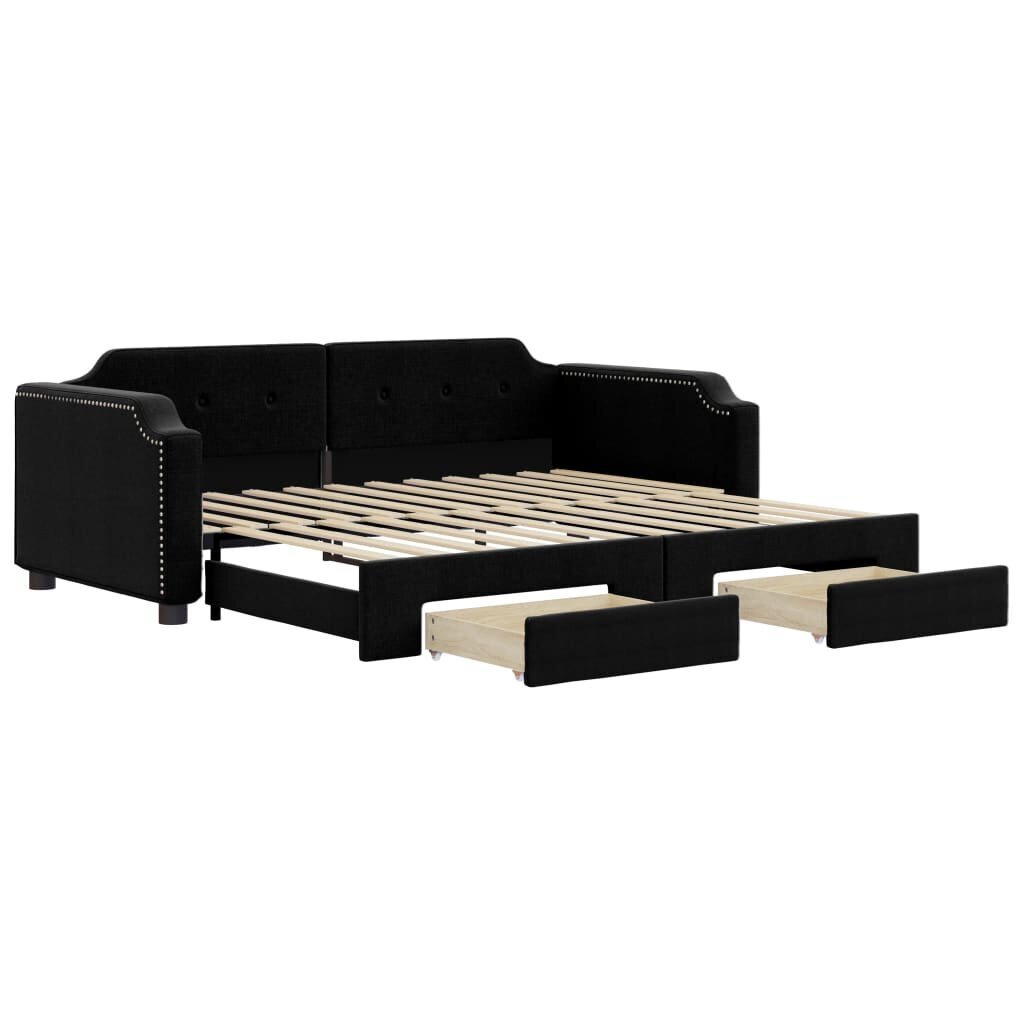 Sofa-lova vidaXL, 90x200 cm, juoda kaina ir informacija | Lovos | pigu.lt