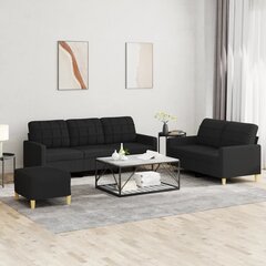 3-jų dalių sofos komplektas su pagalvėlėmis vidaXL, juodas цена и информация | Диваны | pigu.lt