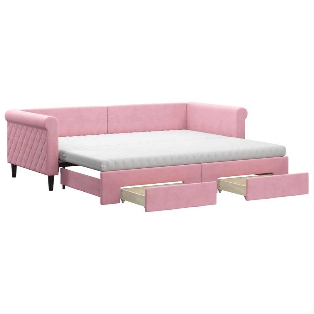 Sofa-lova vidaXL, 90x200 cm, rožinė kaina ir informacija | Lovos | pigu.lt