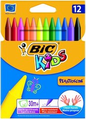 Vaškinės spalvotos kreidelės PlastiDecor Bic, 945764, 12 vnt. цена и информация | Принадлежности для рисования, лепки | pigu.lt