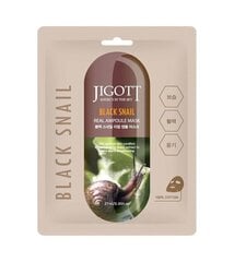 Lakštinė Veido Kaukė su Sraigių Mucinu Jigott Black Snail Real Ampoule, 27 ml kaina ir informacija | Veido kaukės, paakių kaukės | pigu.lt