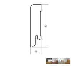 Faneruota grindjuostė Pedross, 2500x16x60 mm, balta, 1 vnt. kaina ir informacija | Grindjuostės ir jų sujungimo priedai | pigu.lt