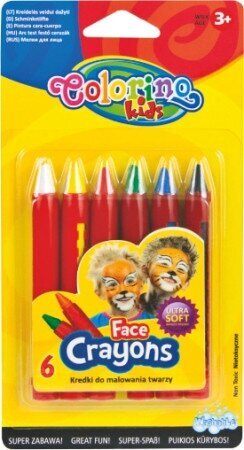 Kreidelės veidui dažyti Colorino Kids, 6 spalvos kaina ir informacija | Piešimo, tapybos, lipdymo reikmenys | pigu.lt