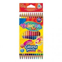 Spalvoti pieštukai Colorino Kids, 12 vnt. / 24 spalvos цена и информация | Принадлежности для рисования, лепки | pigu.lt