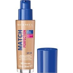 Rimmel London Match Perfection SPF20 тональный крем 30 мл, 303 True Nude цена и информация | Пудры, базы под макияж | pigu.lt