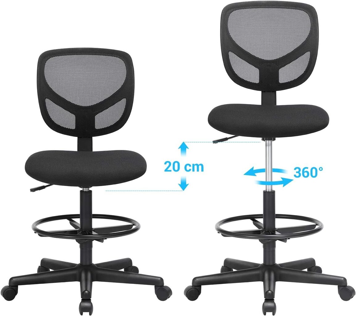 Biuro kėdė Songmics OBN15BK, juoda kaina ir informacija | Biuro kėdės | pigu.lt