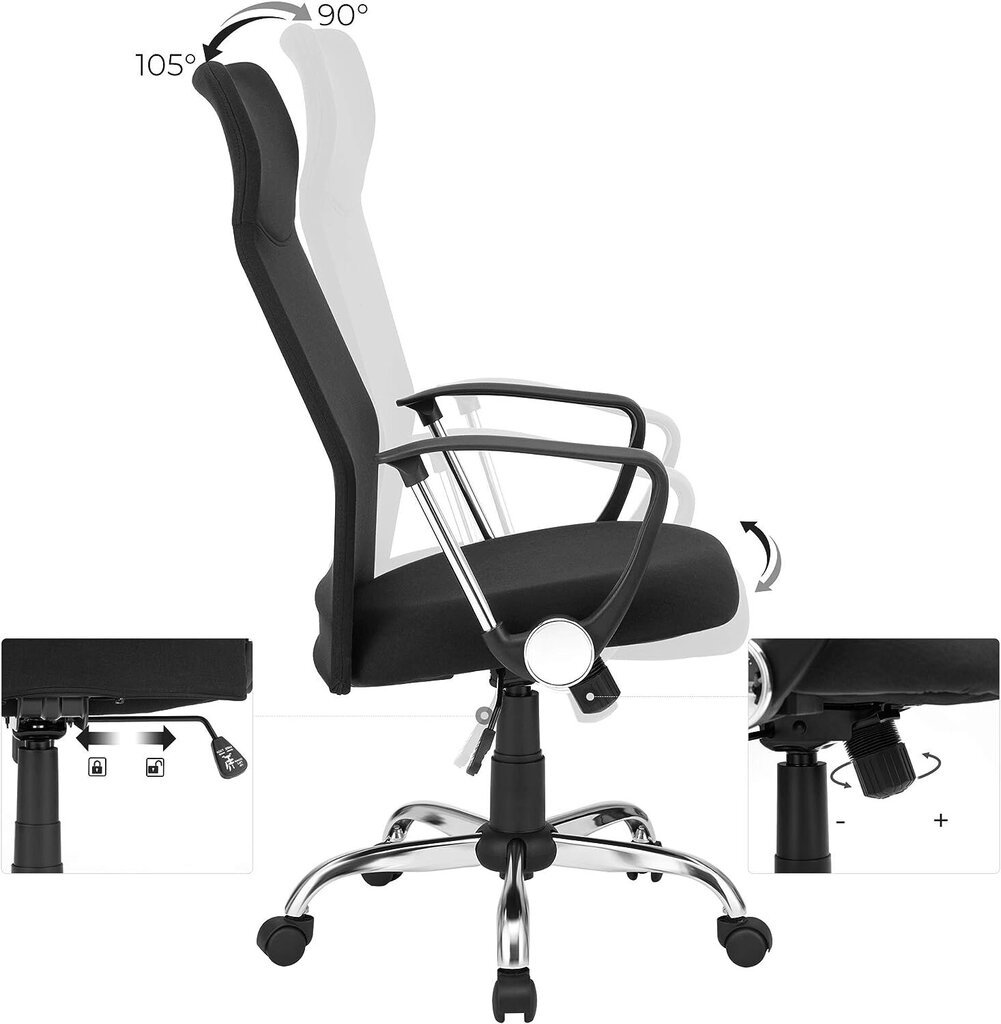 Biuro kėdė Songmics OBN034B01, juoda kaina ir informacija | Biuro kėdės | pigu.lt