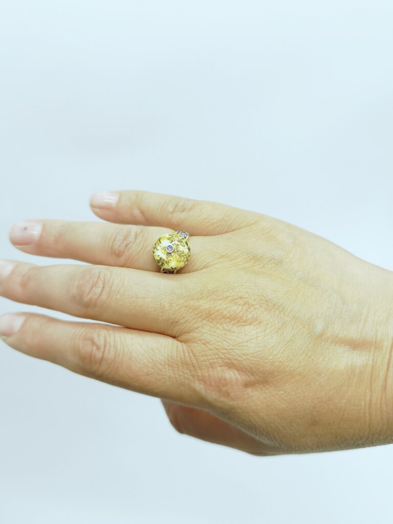 Sidabrinis žiedas su gintaru, Amber Storm kaina ir informacija | Žiedai | pigu.lt