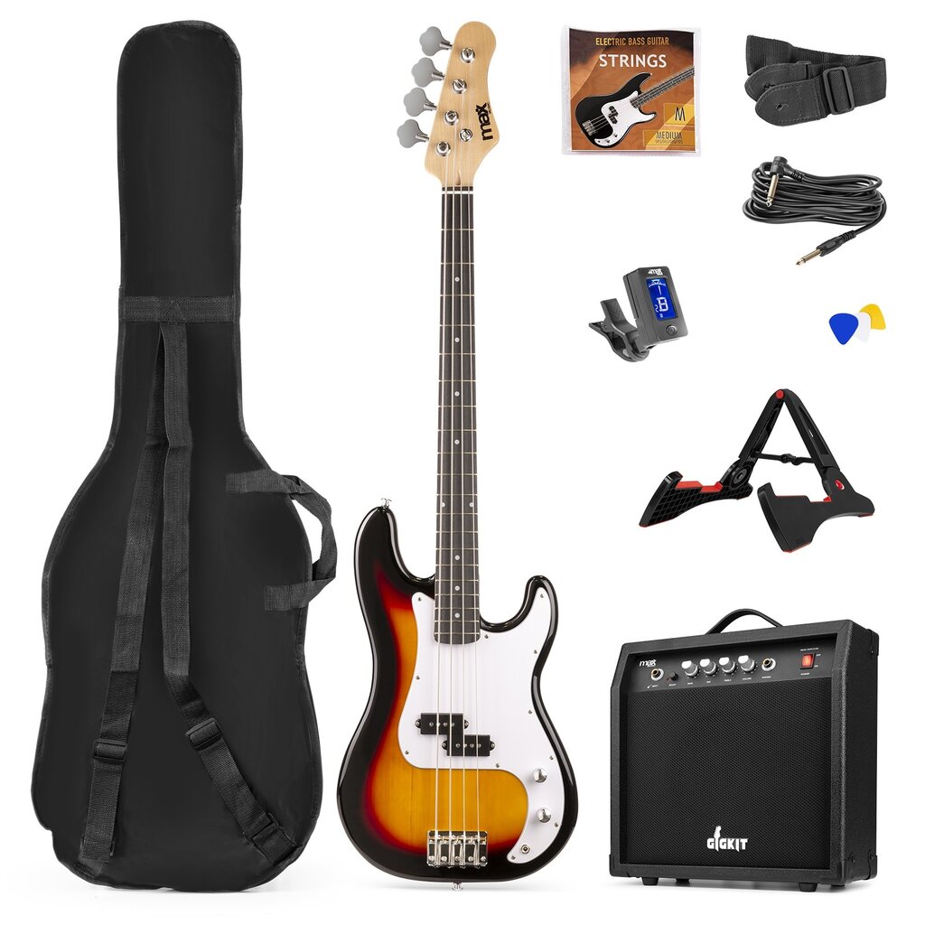 Bosinės gitaros rinkinys Max GigKit Sunburst kaina ir informacija | Gitaros | pigu.lt