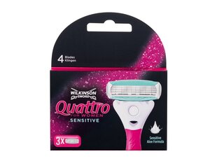 Skutimosi peiliukai Wilkinson Sword Quattro Sensitive moterims, 3 vnt. kaina ir informacija | Skutimosi priemonės ir kosmetika | pigu.lt