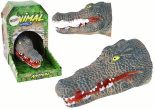 Rankinė lėlė krokodilas Lean Toys, pilkas, 17x8x8 cm цена и информация | Игрушки для девочек | pigu.lt