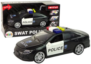 Žaislinis policijos automobilis Lean Toys, juodas/baltas, 24x8x9,5 cm kaina ir informacija | Žaislai berniukams | pigu.lt