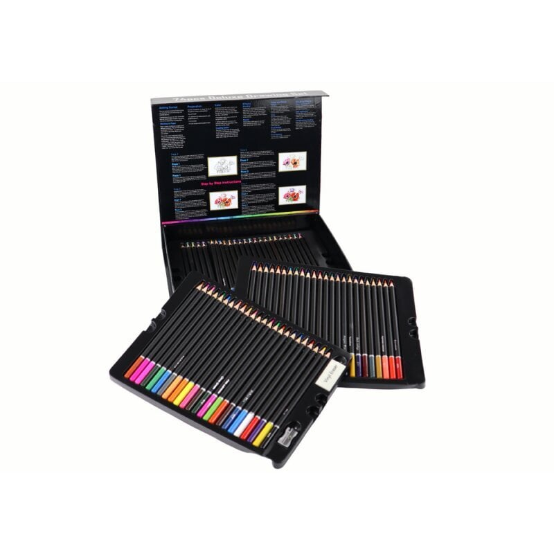 Pieštukų rinkinys Crayons dėžutėje Leantoys, 74 vnt. kaina ir informacija | Piešimo, tapybos, lipdymo reikmenys | pigu.lt