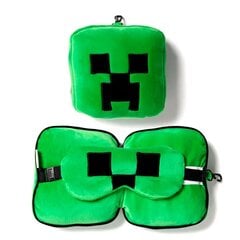 Kelioninė pagalvė su akių kauke Puckator Minecraft Creeper, green, 15.5x15.5x8.5 cm kaina ir informacija | Autokėdučių priedai | pigu.lt