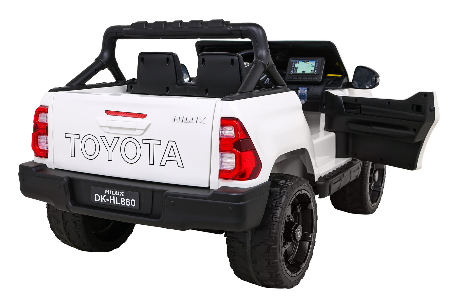 Vienvietis elektromobilis Toyota Hilux, baltas цена и информация | Elektromobiliai vaikams | pigu.lt