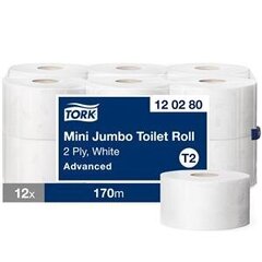 Tualetinis popierius Advanced Mini Jumbo T2 Tork, 12 vnt, 2 sl. kaina ir informacija | Tualetinis popierius, popieriniai rankšluosčiai | pigu.lt