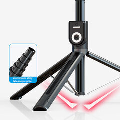 Selfie Stick - with detachable bluetooth remote control and tripod - P81 1,6 metres BLACK цена и информация | Моноподы для селфи («Selfie sticks») | pigu.lt