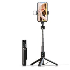 Selfie Stick - with detachable bluetooth remote control, tripod and LED light - P90D BLACK цена и информация | Моноподы для селфи («Selfie sticks») | pigu.lt