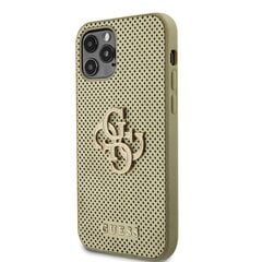 Guess PU Perforated 4G Glitter Metal Logo Case for iPhone 12|12 Pro Gold цена и информация | Чехлы для телефонов | pigu.lt