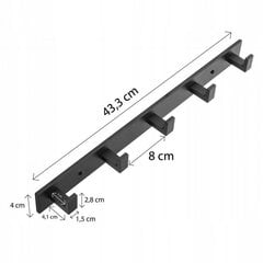 Rankšluosčių/rūbų kabykla, juoda, penkių kabliukų цена и информация | Набор акскссуаров для ванной | pigu.lt