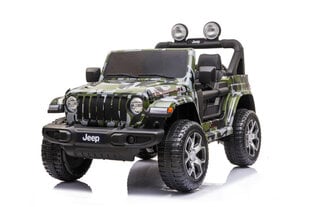 Vienvietis vaikiškas elektromobilis Jeep Wrangler Rubicon DK-JWR555, kamufliažinis kaina ir informacija | Elektromobiliai vaikams | pigu.lt