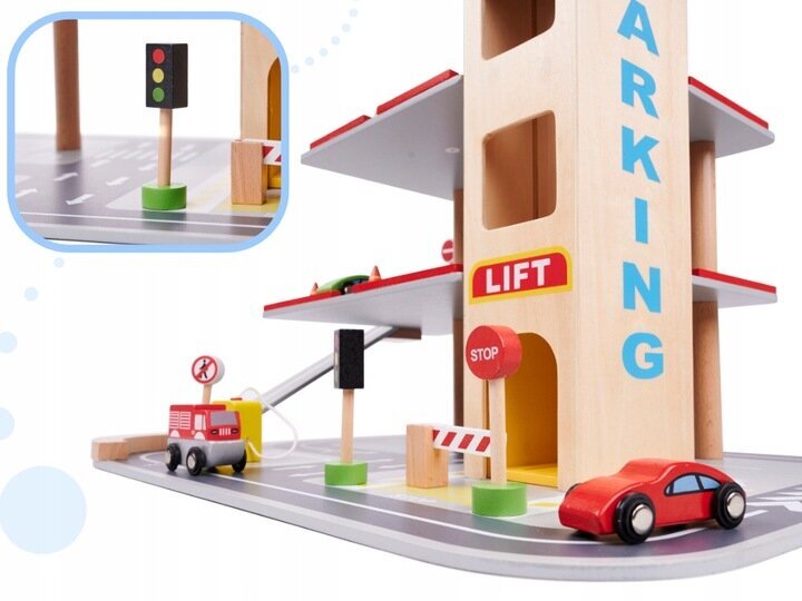 Medinė automobilių stovėjimo aikštelė su garažu Lulilo KX5853 kaina ir informacija | Žaislai berniukams | pigu.lt