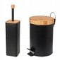 Vonios kambario šiukšlių dėžės ir WC šepečio rinkinys Black and Bamboo цена и информация | Vonios kambario aksesuarai | pigu.lt
