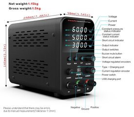 Reguliuojamas DC laboratorinis maitinimo šaltinis 150W 5A 30V kaina ir informacija | Maitinimo šaltiniai | pigu.lt