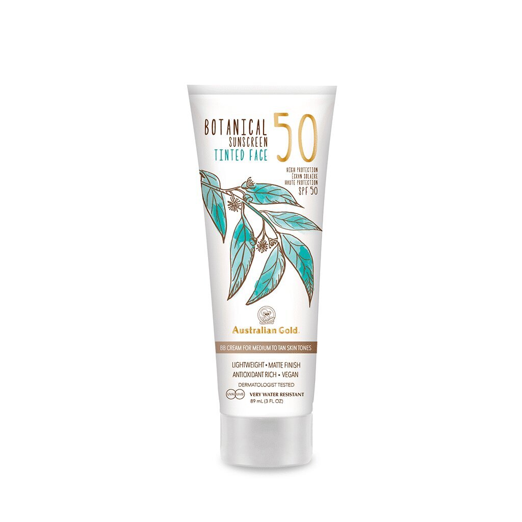 Apsauginis kremas nuo saulės Australian Gold Botanical SPF 50 Tinted Face Medium -Tan, 88 ml kaina ir informacija | Kremai nuo saulės | pigu.lt