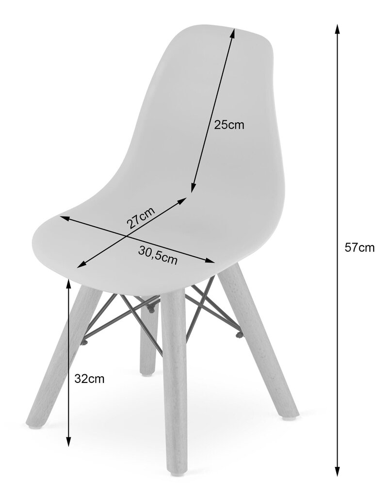 2-ių vaikiškų kėdžių komplektas Leobert Zubi, baltas/rudas kaina ir informacija | Vaikiškos kėdutės ir staliukai | pigu.lt