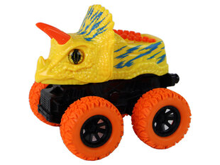 Žaislinis dinozauro automobilis Lean Toys, geltonas/oranžinis, 13x12x11,5 cm kaina ir informacija | Žaislai berniukams | pigu.lt