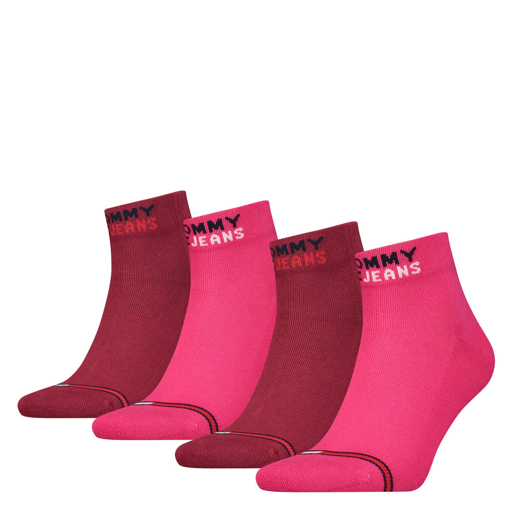 Kojinės moterims Tommy Hilfiger Jeans, rožinės, 4 poros kaina ir informacija | Moteriškos kojinės | pigu.lt