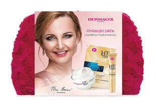 Набор Dermacol 3D Hyaluron Therapy I: Hyaluron Therapy 3D Wrinkle Filler Day Cream дневной крем, 50 мл + HT 3D Intensive Hydrating Mask маска для лица, 2x8 мл + Hyaluron Therapy 3D Eye & Lip Wrinkle Filler Cream крем для глаз и губ, 15 мл + косметичка цена и информация | Кремы для лица | pigu.lt