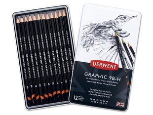 Grafitiniai pieštukai Derwent Graphic 12vnt. 9B-H цена и информация | Принадлежности для рисования, лепки | pigu.lt