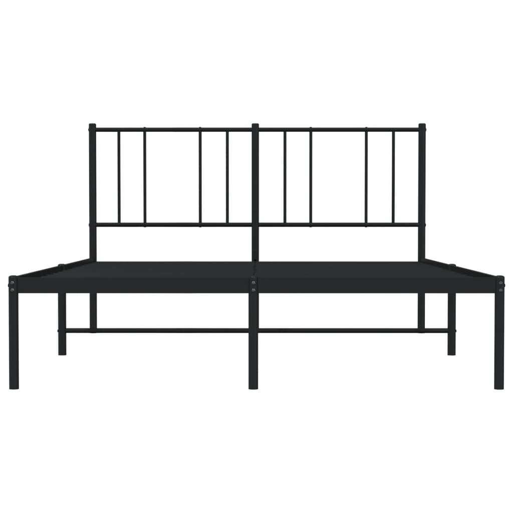 Metalinis lovos rėmas su galvūgaliu vidaXL, 140x200 cm, juodas kaina ir informacija | Lovos | pigu.lt
