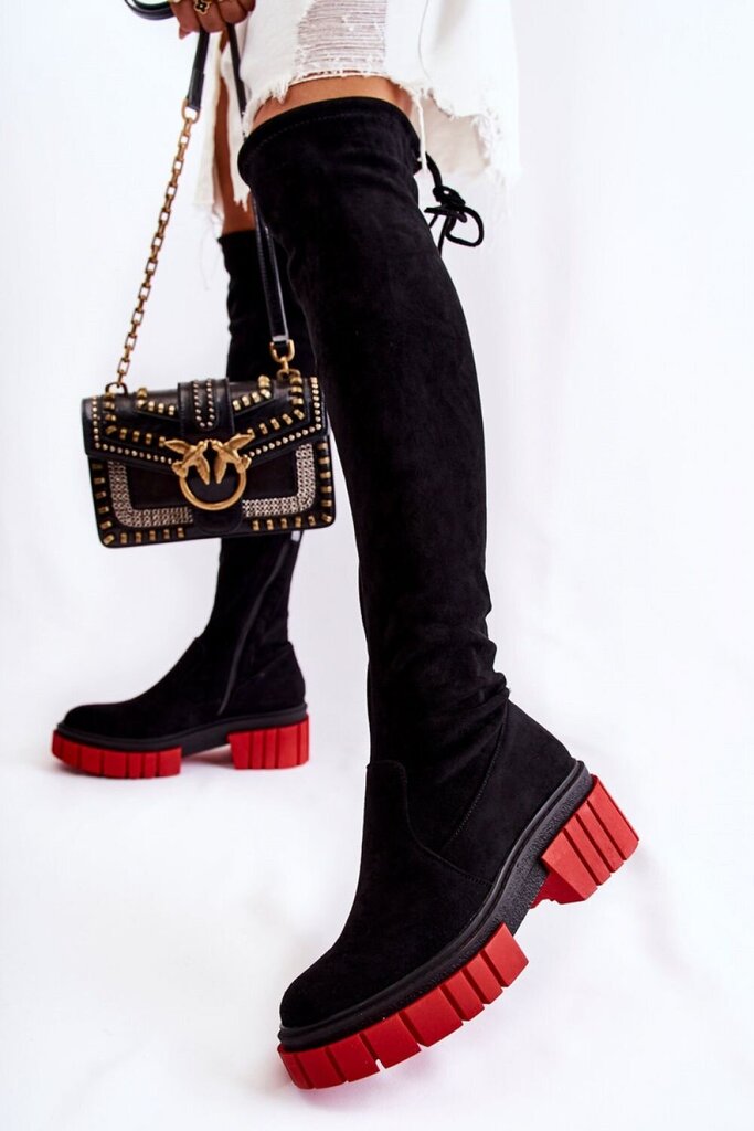 Ilgaauliai batai moterims Step in style LKK185581, juodi цена и информация | Aulinukai, ilgaauliai batai moterims | pigu.lt
