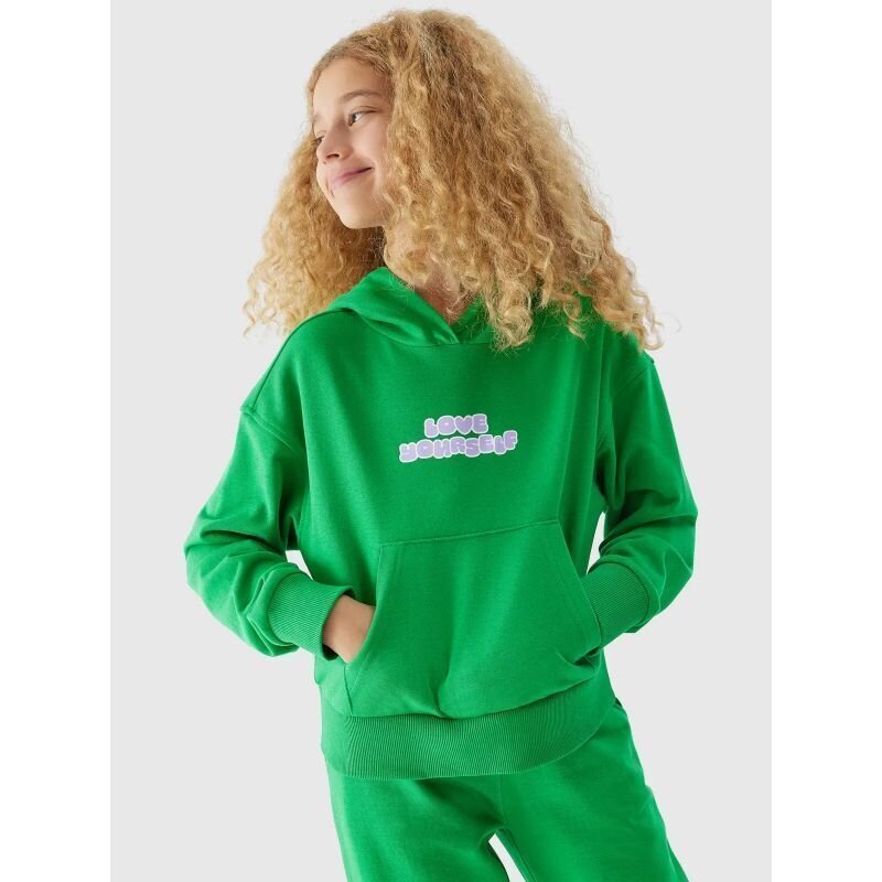 Bluzonas mergaitėms 4F Jr sw1002742.6482, žalias kaina ir informacija | Megztiniai, bluzonai, švarkai mergaitėms | pigu.lt